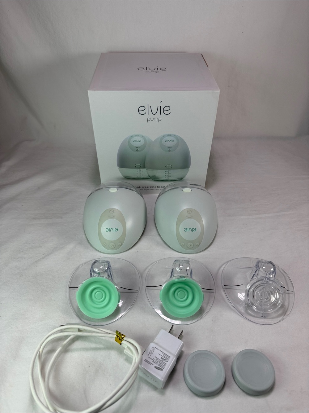 Elvie silent wearable Breast Pump - White & Mint